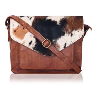 7737 Leather Flapover Crossbody Handbag Purse with Adjustable Strap &
